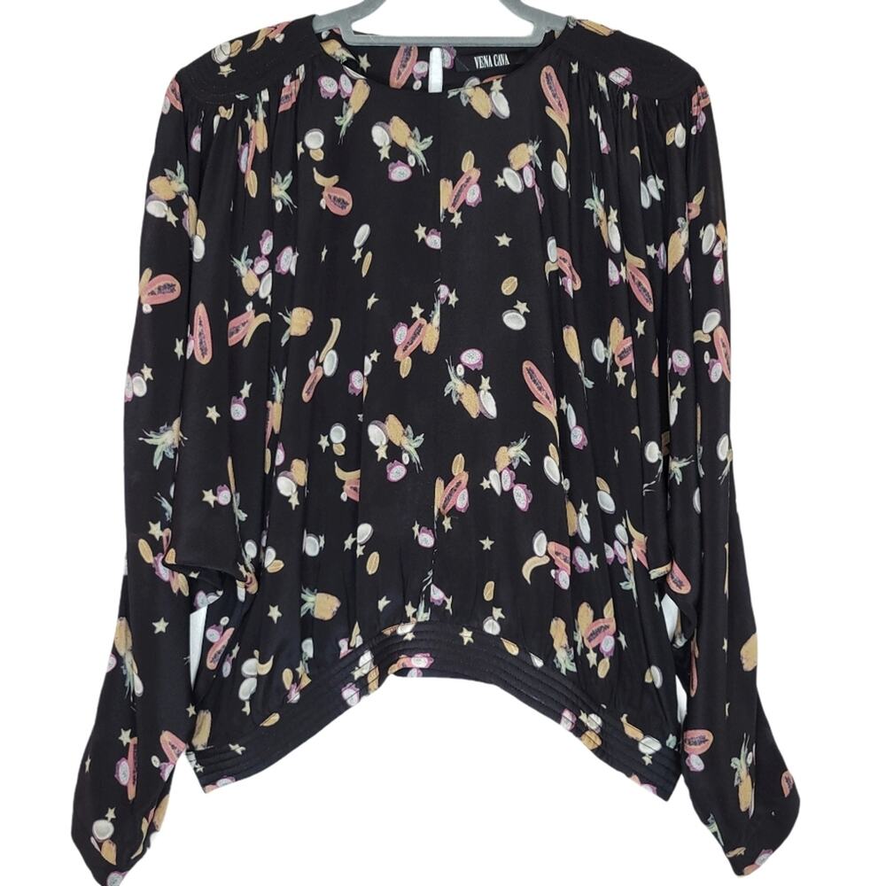 *RARE FIND* Vena Cava Silk Blouse W/ Tropical Fruit Print, Size Medium